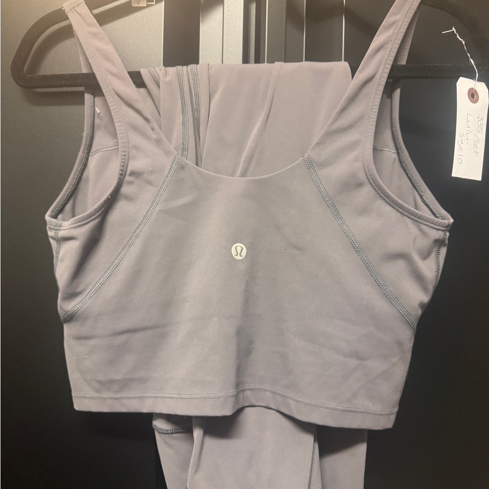lululemon athletica Gray/murex lavender Sports Bra and Leggings Set size 10